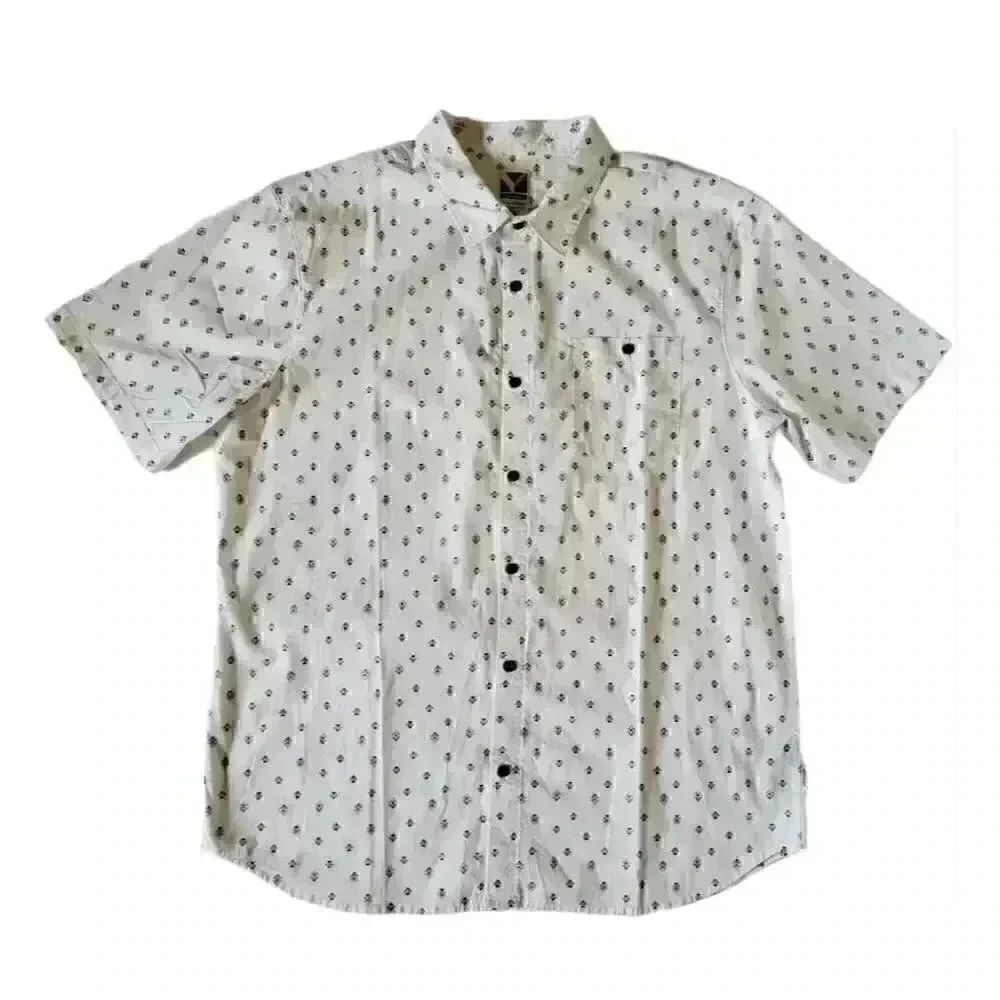 Voyager Men's White & Grey Mini Print Cotton/Spandex Stretch Woven Short Sleeve